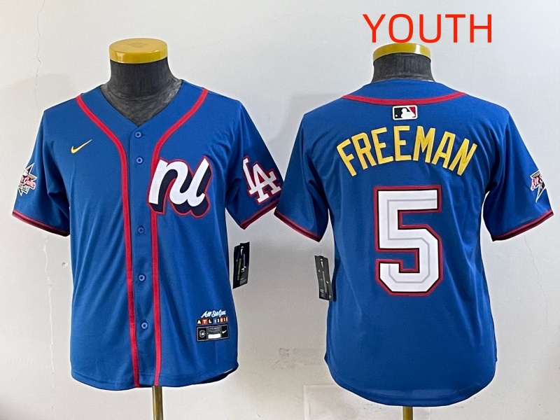 Youth 2025 Los Angeles Dodgers #5 Freeman Blue Nike 2025 MLB All Star Jersey style 001->youth mlb jersey->Youth Jersey